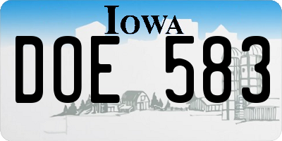 IA license plate DOE583