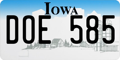 IA license plate DOE585