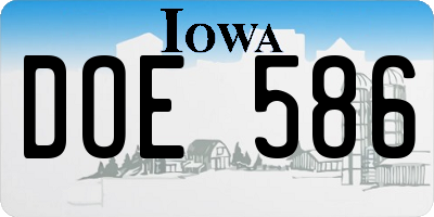 IA license plate DOE586