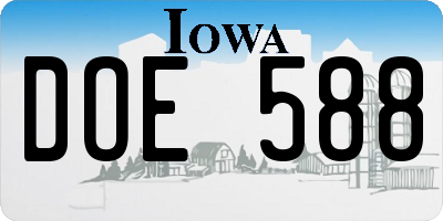 IA license plate DOE588