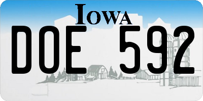 IA license plate DOE592