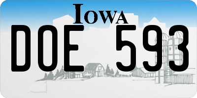 IA license plate DOE593
