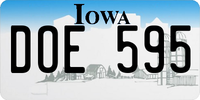 IA license plate DOE595
