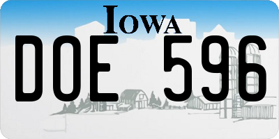 IA license plate DOE596