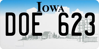 IA license plate DOE623