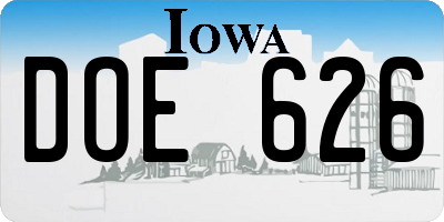 IA license plate DOE626