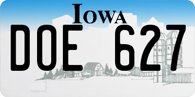 IA license plate DOE627