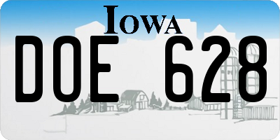 IA license plate DOE628