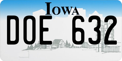 IA license plate DOE632