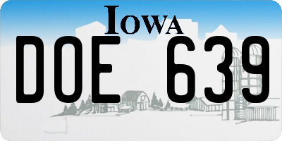 IA license plate DOE639