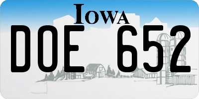 IA license plate DOE652