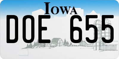 IA license plate DOE655