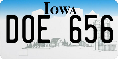 IA license plate DOE656
