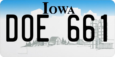 IA license plate DOE661