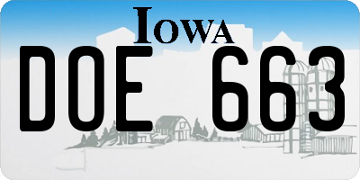IA license plate DOE663