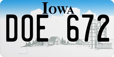 IA license plate DOE672