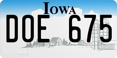 IA license plate DOE675
