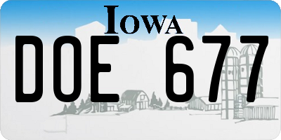 IA license plate DOE677