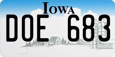 IA license plate DOE683