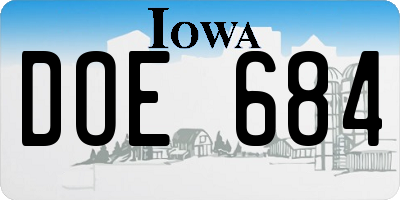 IA license plate DOE684