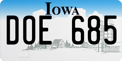 IA license plate DOE685