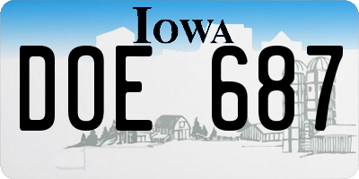 IA license plate DOE687