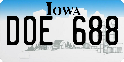 IA license plate DOE688