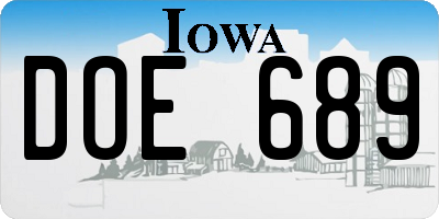 IA license plate DOE689