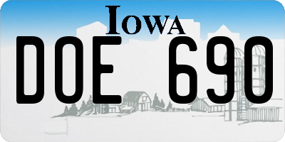 IA license plate DOE690
