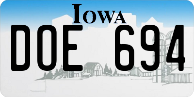 IA license plate DOE694