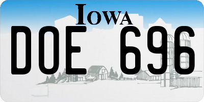 IA license plate DOE696