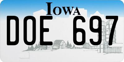 IA license plate DOE697