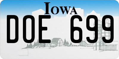 IA license plate DOE699