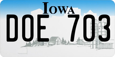 IA license plate DOE703