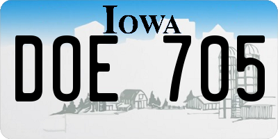 IA license plate DOE705