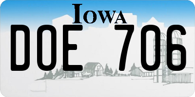 IA license plate DOE706