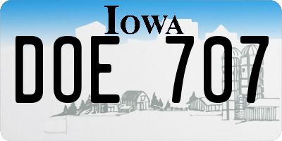 IA license plate DOE707