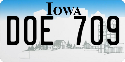 IA license plate DOE709