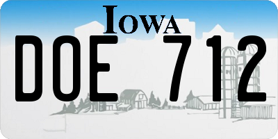 IA license plate DOE712