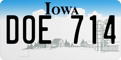 IA license plate DOE714