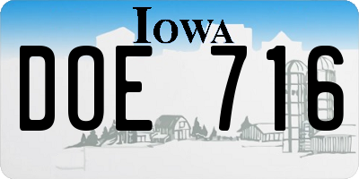 IA license plate DOE716