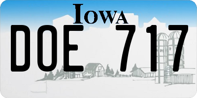 IA license plate DOE717