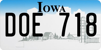 IA license plate DOE718