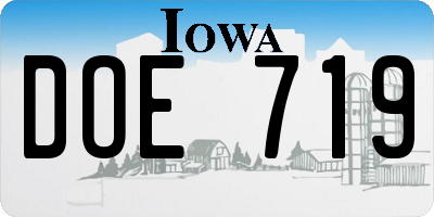 IA license plate DOE719