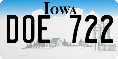 IA license plate DOE722