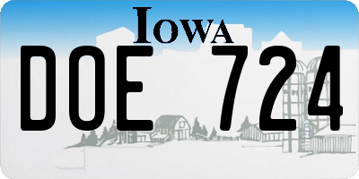 IA license plate DOE724