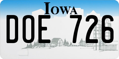 IA license plate DOE726