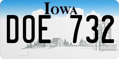 IA license plate DOE732