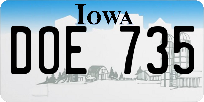 IA license plate DOE735