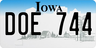 IA license plate DOE744